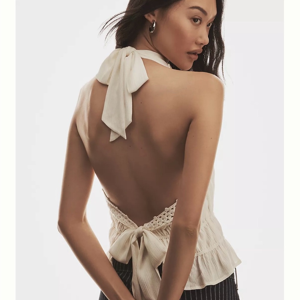 NWT Anthropologie Sarah Hann Ruched Halter top Size Large
